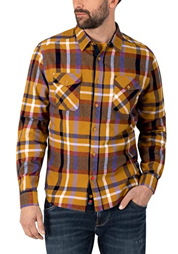 Timezone Męska koszula flanelowa, Big Ochre Navy Check, XL
