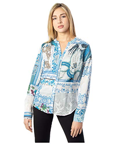 Desigual Damska bluzka Cam_Sorrento, Niebieski (Directoire Blue 5157), XS