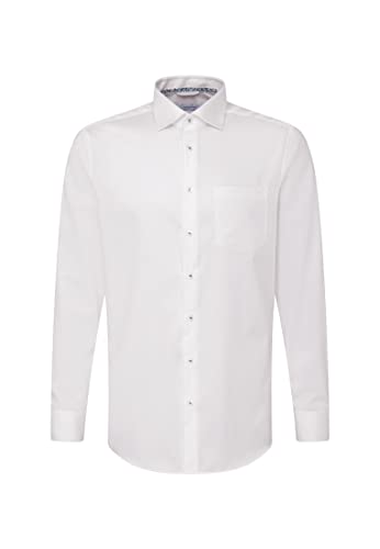 Seidensticker Męska koszula biznesowa, bez prasowania, o prostym kroju, krój regular fit, długi rękaw, kołnierz Kent, 100% bawełna, biały, 47