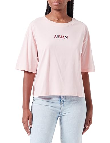 Armani Exchange Damska koszulka z logo Capsule Cropped Fit Crew Neck, Rosa, L