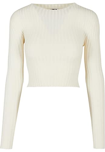 Urban Classics Damska bluza z krótkim rękawem Rib Knit Twisted Back Sweater, Whitesand, 3XL