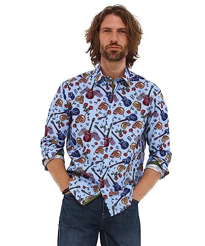 Joe Browns Męska koszula z długim rękawem z nadrukiem czaszki, wielokolorowa, XL, multi, XL