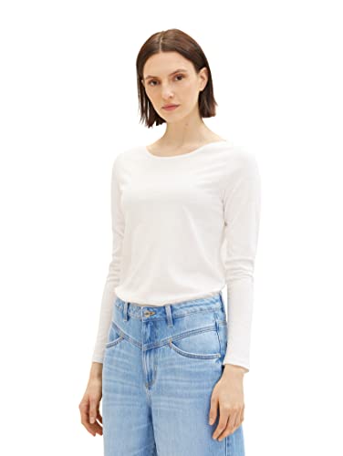 Podstawowa koszula damska z długimi rękawami TOM TAILOR, 10315-Szept Biały, XL