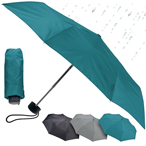 Lewis N. Clark Przenośny mini parasol podróżny, wiatroodporny i wodoodporny materiał, 1 rok gwarancji, turkusowy