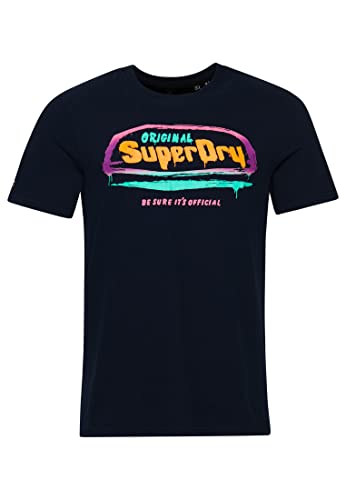 Superdry Koszulka męska z nadrukiem, Atlantic Navy, XS