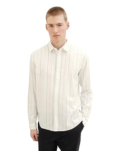 TOM TAILOR Denim koszula męska, 33897 - Off White Base Big Stripe, L