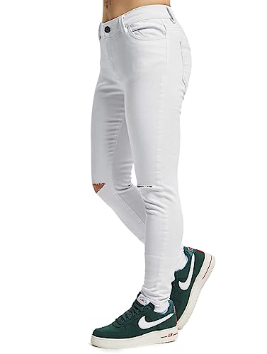 Urban Classics Damskie spodnie Ladies Cut Knee Pants, biały (White 220), 27W x 30L