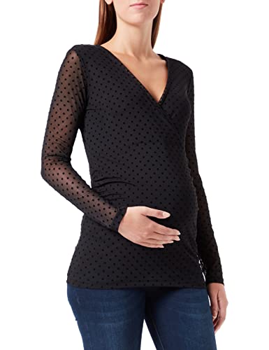 Noppies Maternity Top Olean Nursing Long Sleeve Allover Print, Black-P090, L