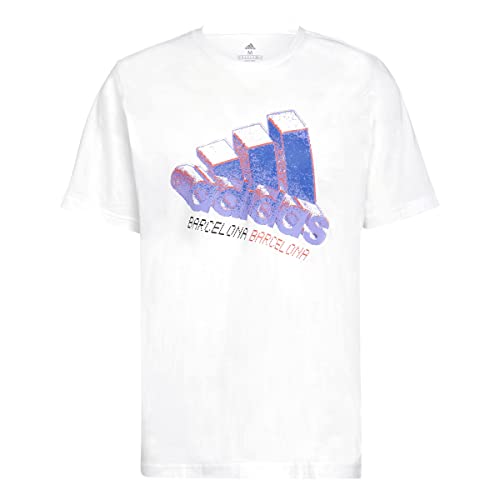 adidas Męski t-shirt z logo Barce, biały, XS