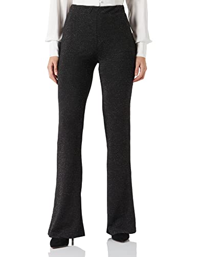 Vero Moda Damskie spodnie Vmkanva Hw Flare JRS TLL, Czarny/Szczegóły: Srebrny Lurex, S Wysokość