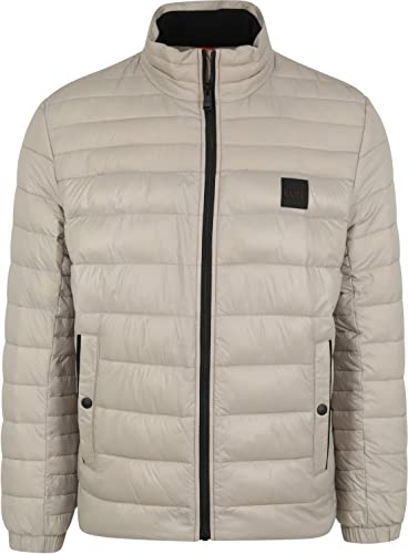 BOSS Męska kurtka pikowana Oden z logo silikonowym, Open Grey, 46