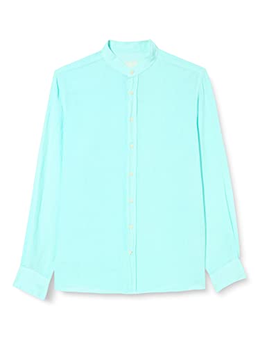 Hackett London Koszula męska barwiona lniana P, Miętowy, XXL