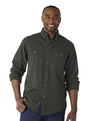 Wrangler Riggs Workwear Męska koszula robocza z długim rękawem Logger Twill, Zielony leśny, XXL