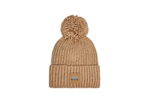UGG Damska czapka typu beanie z grubej dzianiny w pomponie, wielbłądzi, O/S, Wielbłądzi, Rozmiar uniwersalny