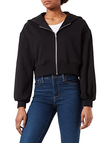Urban Classics Damska bluza z krótkim rękawem, oversize, z zamkiem błyskawicznym, czarny, 3XL
