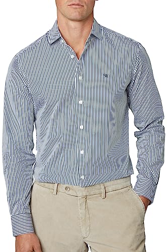 Hackett London Koszulka męska Essential w paski bengalskie, Biały (biały/zielony), S