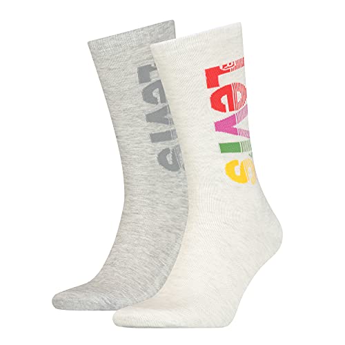 Levi's Diagonal Logo Regular Cut Socks 2 Pack Klasyczna skarpetka Unisex Dorosły, biały/szary melanż, 39 Regular