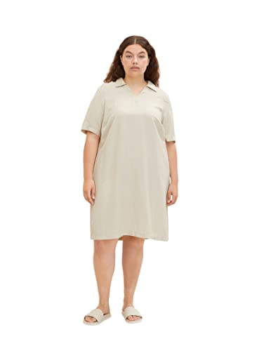 TOM TAILOR Damski sukienka polo lniana 1033395, 29517 - Sand Stone Beige, 50