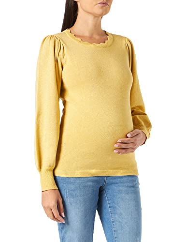 MAMALICOUS Damski sweter MLPATRICIA L/S Knit TOP A. V. Pulower, żółty (Misted Yellow)/szczegóły: METALLIC Tread is DTM, M