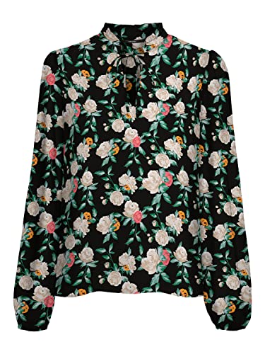 VERO MODA Women's VMNYA Catch LS WVN Top, Black/AOP: Neel, M, czarny/kolor: neel, M