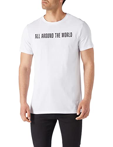 Koton Męski t-shirt o kroju slim fit z nadrukiem, biały (000), XL