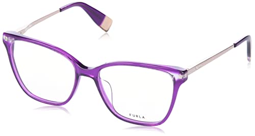 Furla Damskie okulary przeciwsłoneczne Vfu581, błyszczące, przezroczyste, ciemnofioletowe, 52, Błyszczący transp.dark fiolet