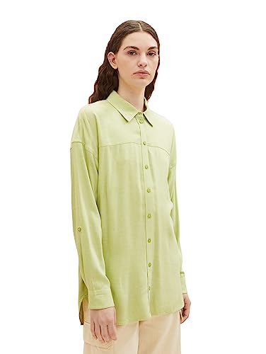 TOM TAILOR Denim Damska bluzka z długim rękawem typu Turn-Up, 32542-Dusty Pear Green Melange, L