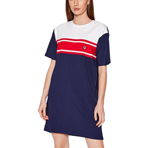 FILA Damska sukienka Brezno Tee, Medieval Blue-Bright White-true Red, XS