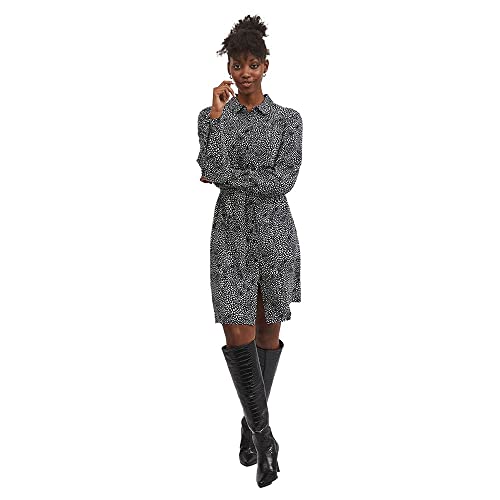 Vila Vipaya L/S Shirt Dress/Su-Noos sukienka damska, Black/Aop: sally, 34
