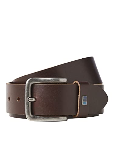 Bestseller A/S Męski pasek JACFLAG Leather Belt NOOS, Black Coffee, 80, Black Coffee