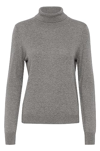 Part Two Damski Sweter Turtleneck Slim Fit Długie rękawy Rib Knit Krawędzie, Medium Grey Melange, L
