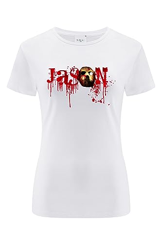ERT GROUP oryginalny i oficjalnie licencjonowany horror biały t-shirt damski wzór piątek 13th 002, dwustronny nadruk rozmiar XS, Piątek 13th 002 Biały 2, XS