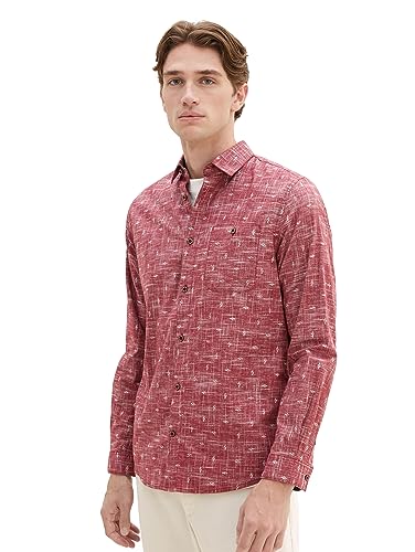 TOM TAILOR Męska koszula Poplin Regular Fit ze wzorem w kropki, 32321-red Diamond Design, M
