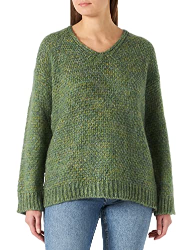 United Colors of Benetton Damski sweter z dekoltem w serek M/L 1442d400k, wielokolorowy, żółty, zielony, 927, L