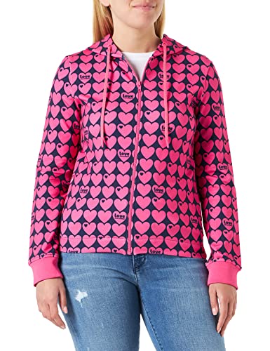 Love Moschino Damska bluza z kapturem, zapinana na zamek błyskawiczny, niebieska fuksja, 42, Niebieski fuksja