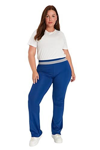 Trendyol Damskie spodnie dresowe regularne duże rozmiary, granatowy, 4XL