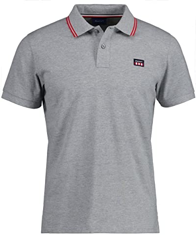 GANT Męska koszulka polo Ss Contrast Collar Pique z kontrastowym kołnierzem, szary melanż, S