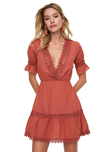 Trendyol Women's sukienka plażowa w paski, brązowa, 36