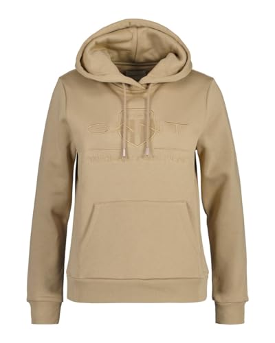 GANT Damska bluza z kapturem Reg Tonal Shield, khaki (Dark Khaki), M