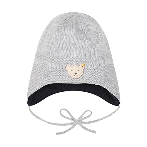 Steiff Unisex Baby Classic czapka beanie, Soft Grey Melange, 45