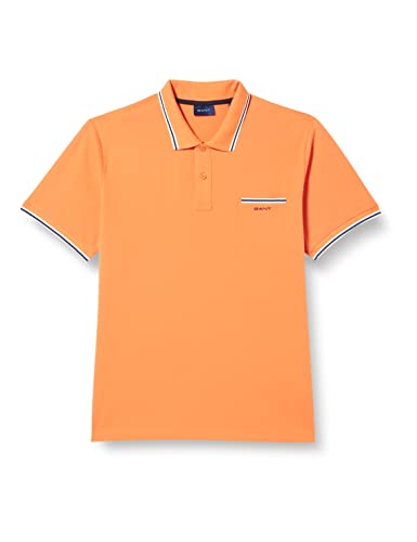GANT Męska koszulka polo 3-call Tipping SOLID SS Pique, Apricot Orange, standardowa, Apricot Orange, L