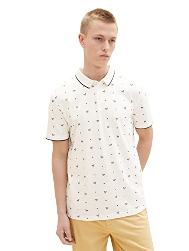 TOM TAILOR Denim Męska koszulka polo, 31922-White Navy Tenis, XXL 1036382, 31922 - White Navy Tennis Print, XXL