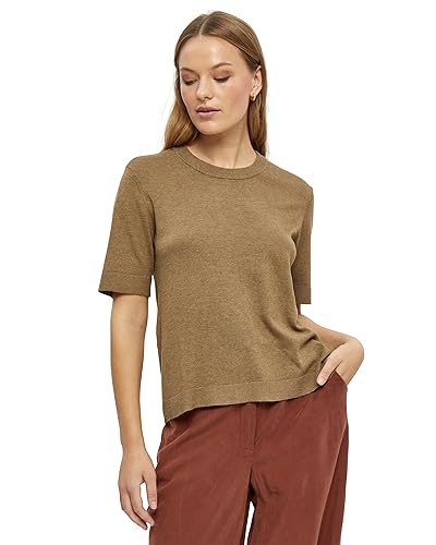 Minus Damska koszulka Annamia Oversized Knit T-Shirt, Ermine Brown Melange, XXL, Ermine Brown Melange, XXL