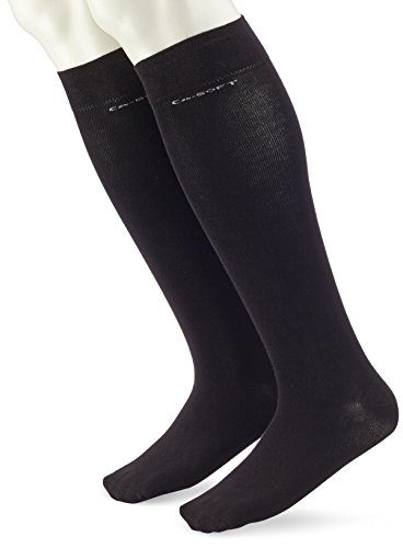 Camano Unisex 2-pak podkolanówek z miękkim ściągaczem dla dorosłych skarpety z bawełny, czarny (05 black), 39-42 EU
