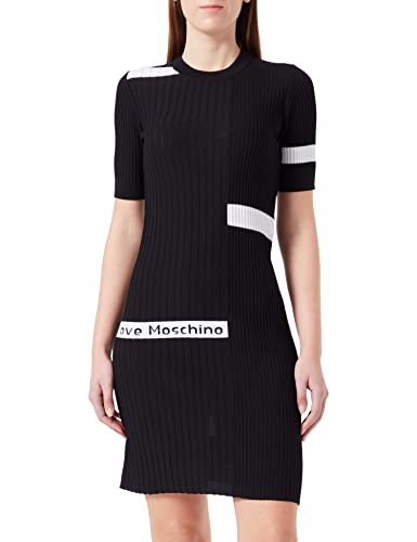 Love Moschino Damska sukienka o dopasowanym kroju, z krótkim rękawem, czarna, rozmiar 40 (DE), czarny, 40