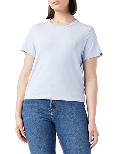 Calvin Klein Damski top od piżamy z okrągłym dekoltem S/S, Rzeka, XS