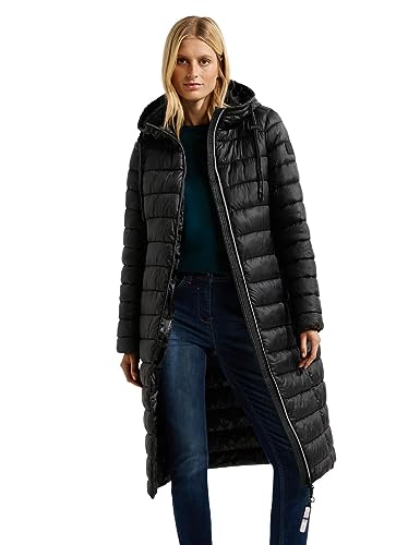 Cecil Damski płaszcz pikowany, długi, czarny, L