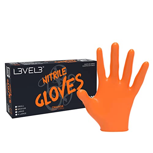 L3VEL3 Orange nitrylowe rękawicy-Delivers Ochrona Driving, Duże Unisex, Kolor: pomarańczowy