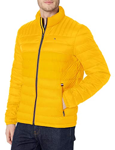 Tommy Hilfiger Męska kurtka puchowa z prawdziwej puchowej kurtki puchowej, Żółte Złoto, XL