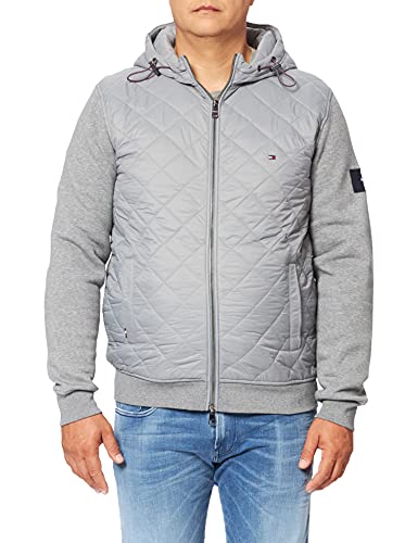 Tommy Hilfiger Męska kurtka z dzianiny Mix Media Diamond Zip Thru, szary (Medium Grey Heather), S